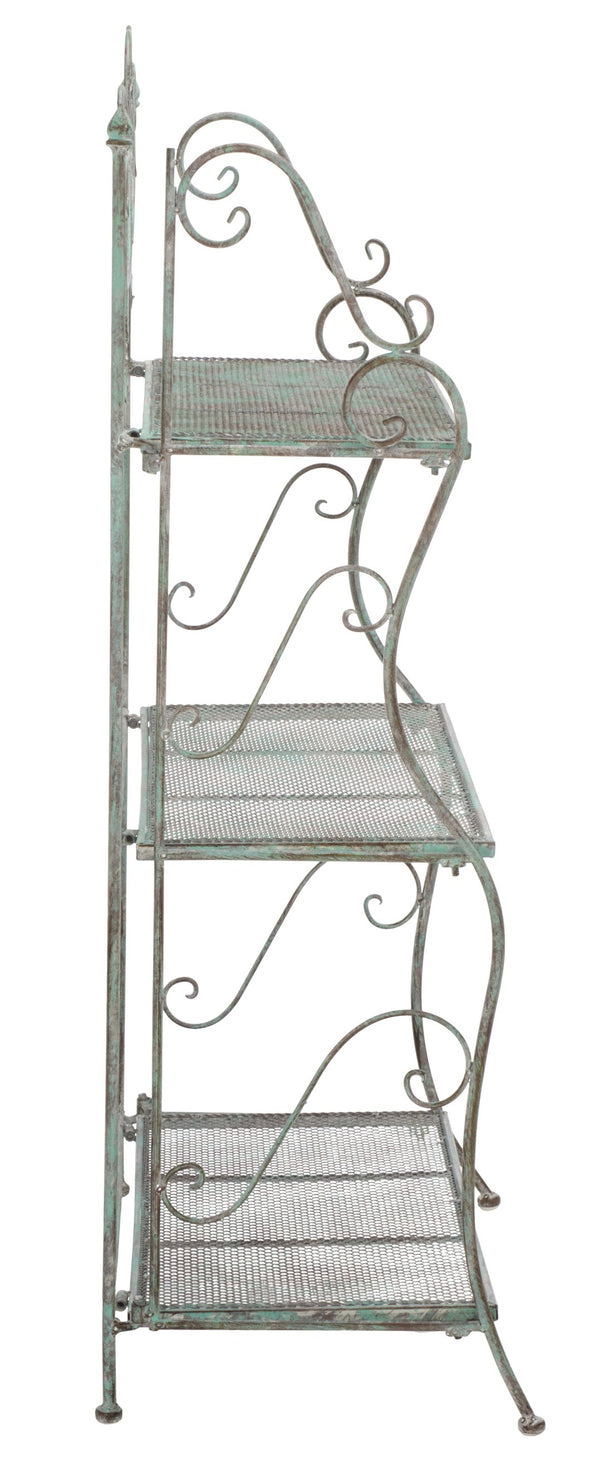 Safavieh Torus 3-tier Garden Shelf With Elegant Iron Scrollwork In Antique Dark Green - Stylish Storage Solution Antique Dark Green , 100% Iron Pat5022d