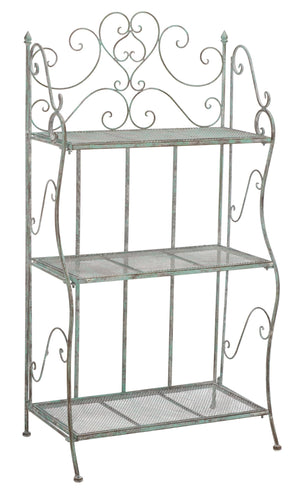 Safavieh Torus 3-tier Garden Shelf With Elegant Iron Scrollwork In Antique Dark Green - Stylish Storage Solution Antique Dark Green , 100% Iron Pat5022d