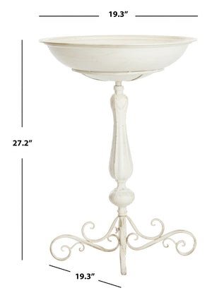 Safavieh ORIAN Victorian-Inspired Bird Bath for Outdoor Spaces – Durable Iron Design with Elegant Accents Pearl White / - PAT5023A