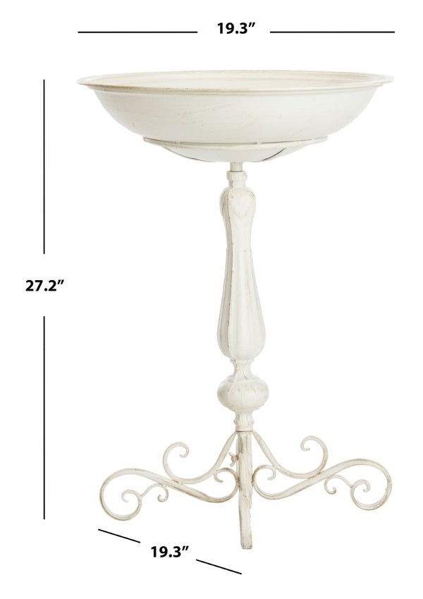 Safavieh ORIAN Victorian-Inspired Bird Bath for Outdoor Spaces – Durable Iron Design with Elegant Accents Pearl White / - PAT5023A