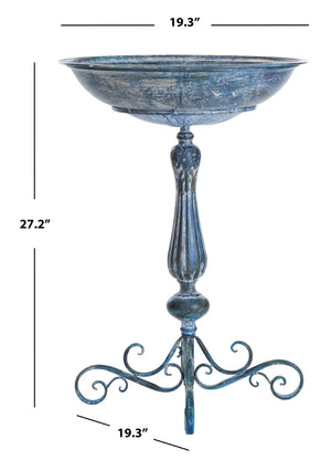 Safavieh ORIAN Victorian-Inspired Bird Bath for Outdoor Spaces – Durable Iron Design with Elegant Accents Mossy Blue / - PAT5023B