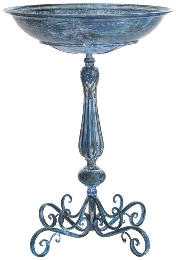 Safavieh ORIAN Victorian-Inspired Bird Bath for Outdoor Spaces – Durable Iron Design with Elegant Accents Mossy Blue / - PAT5023B