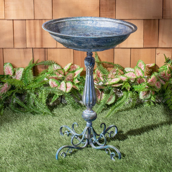 Safavieh ORIAN Victorian-Inspired Bird Bath for Outdoor Spaces – Durable Iron Design with Elegant Accents Mossy Blue / - PAT5023B
