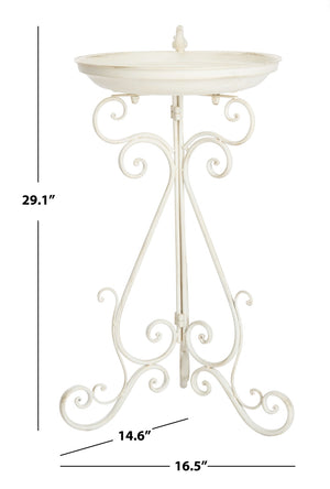 Safavieh ASHLAN Elegant Bird Bath with Sculpted Ornament and Scrollwork for Patios and Gardens Decor Pearl White / - PAT5024A