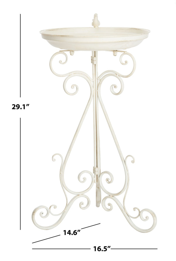Safavieh ASHLAN Elegant Bird Bath with Sculpted Ornament and Scrollwork for Patios and Gardens Decor Pearl White / - PAT5024A