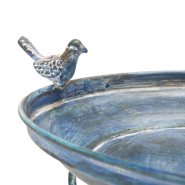Safavieh ASHLAN Elegant Bird Bath with Sculpted Ornament and Scrollwork for Patios and Gardens Decor Mossy Blue / - PAT5024C