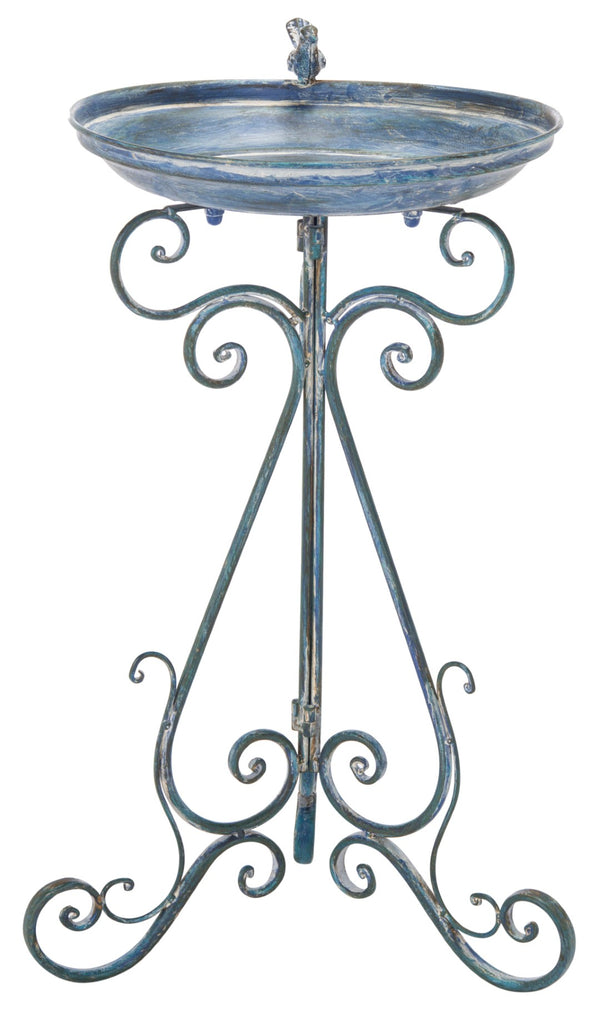 Safavieh ASHLAN Elegant Bird Bath with Sculpted Ornament and Scrollwork for Patios and Gardens Decor Mossy Blue / - PAT5024C