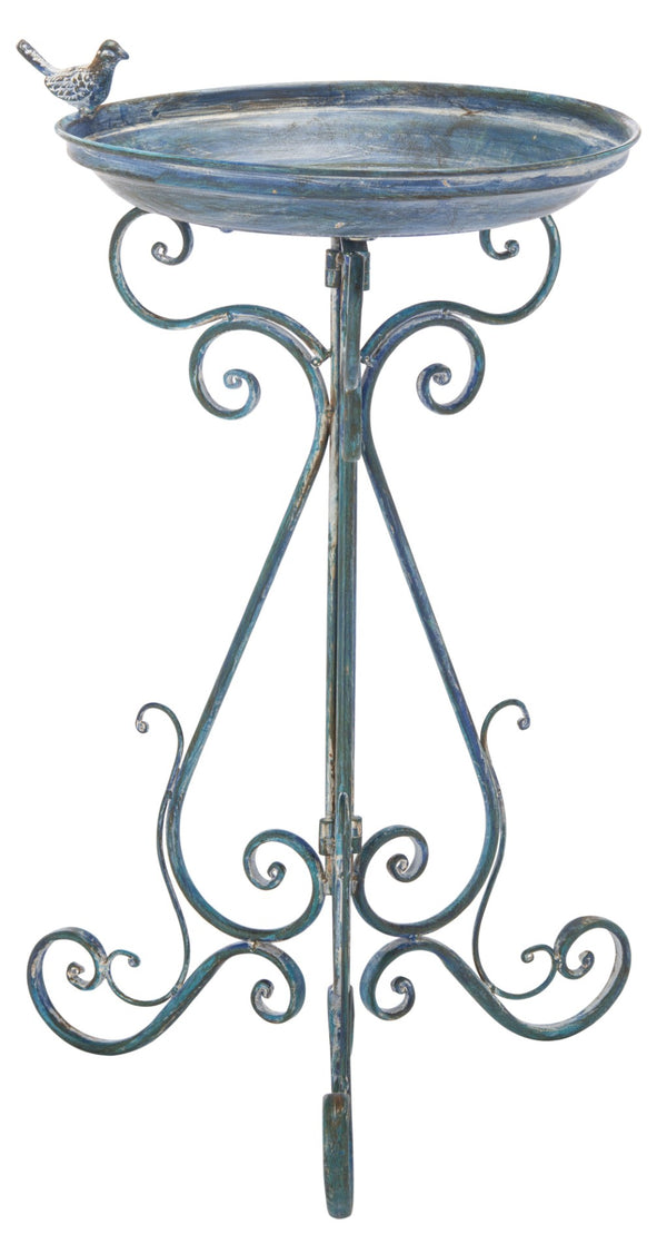 Safavieh ASHLAN Elegant Bird Bath with Sculpted Ornament and Scrollwork for Patios and Gardens Decor Mossy Blue / - PAT5024C