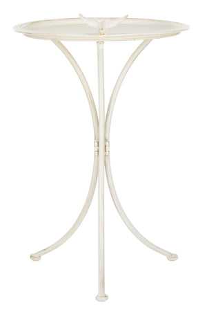 Safavieh KENSI Elegant Bird Bath with Curved Iron Design - Timeless Garden Accent for Outdoor Spaces Pearl White / - PAT5025A