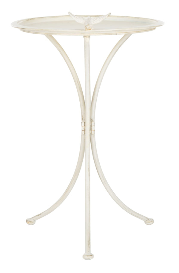 Safavieh KENSI Elegant Bird Bath with Curved Iron Design - Timeless Garden Accent for Outdoor Spaces Pearl White / - PAT5025A
