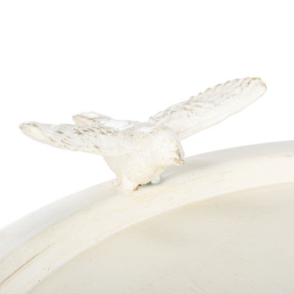 Safavieh KENSI Elegant Bird Bath with Curved Iron Design - Timeless Garden Accent for Outdoor Spaces Pearl White / - PAT5025A