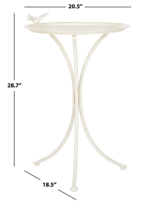 Safavieh KENSI Elegant Bird Bath with Curved Iron Design - Timeless Garden Accent for Outdoor Spaces Pearl White / - PAT5025A