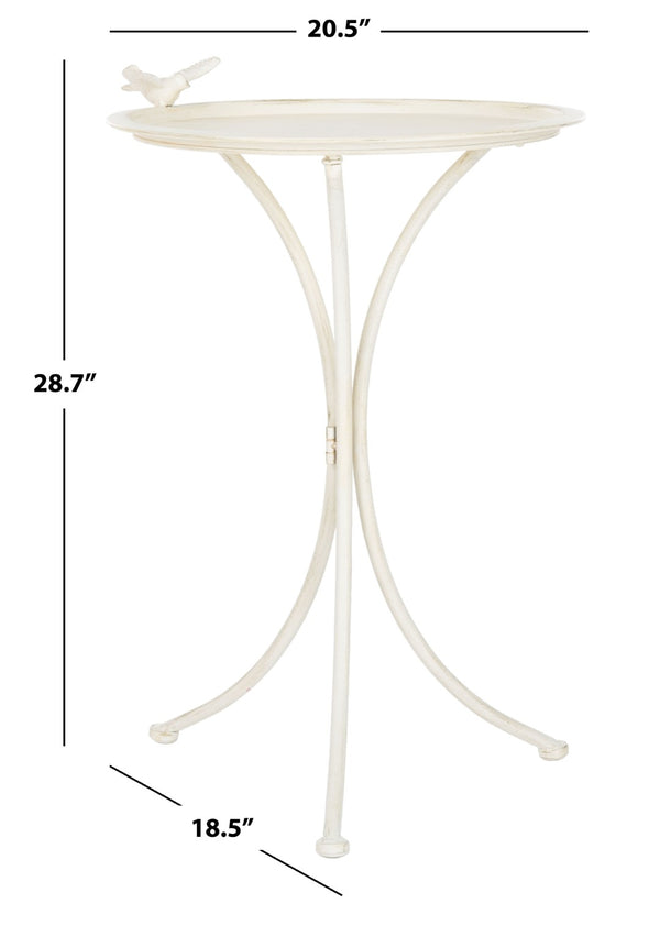 Safavieh KENSI Elegant Bird Bath with Curved Iron Design - Timeless Garden Accent for Outdoor Spaces Pearl White / - PAT5025A