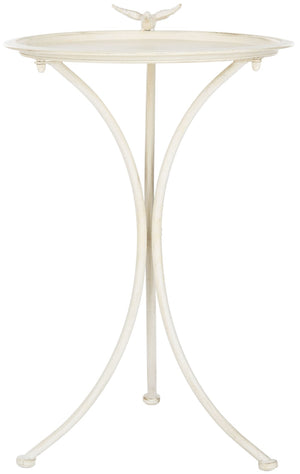 Safavieh KENSI Elegant Bird Bath with Curved Iron Design - Timeless Garden Accent for Outdoor Spaces Pearl White / - PAT5025A