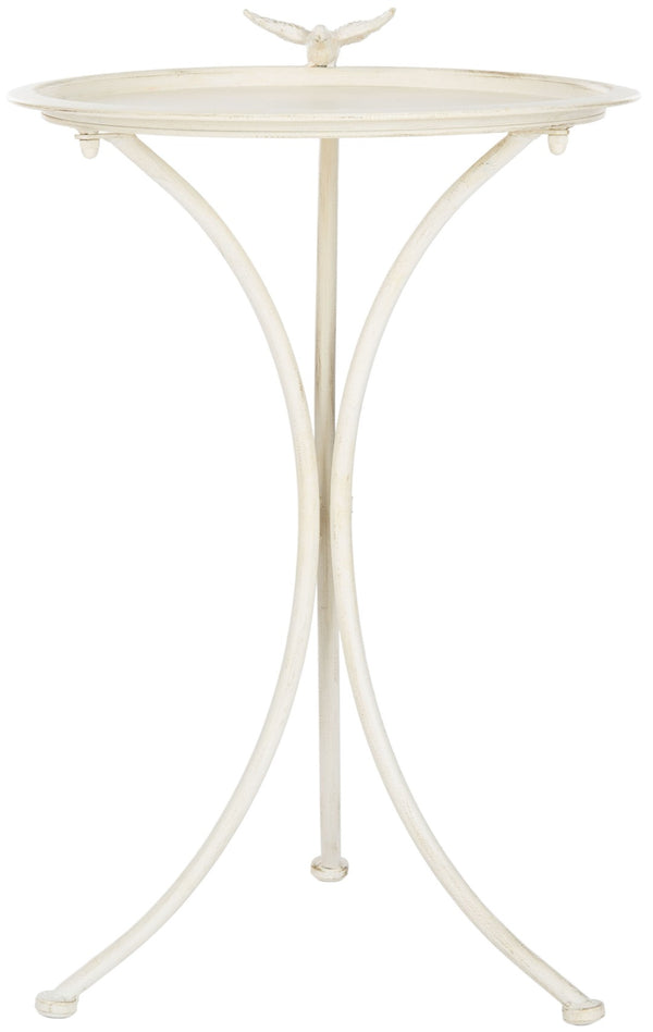 Safavieh KENSI Elegant Bird Bath with Curved Iron Design - Timeless Garden Accent for Outdoor Spaces Pearl White / - PAT5025A