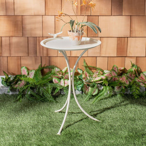 Safavieh KENSI Elegant Bird Bath with Curved Iron Design - Timeless Garden Accent for Outdoor Spaces Pearl White / - PAT5025A