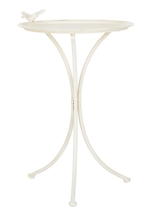 Safavieh KENSI Elegant Bird Bath with Curved Iron Design - Timeless Garden Accent for Outdoor Spaces Pearl White / - PAT5025A