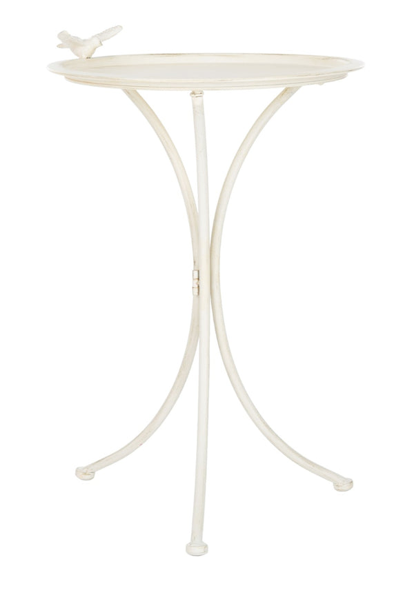 Safavieh KENSI Elegant Bird Bath with Curved Iron Design - Timeless Garden Accent for Outdoor Spaces Pearl White / - PAT5025A