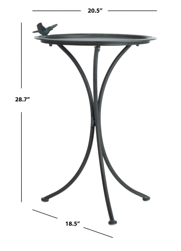 Safavieh KENSI Elegant Bird Bath with Curved Iron Design - Timeless Garden Accent for Outdoor Spaces Antique Grey / - PAT5025B