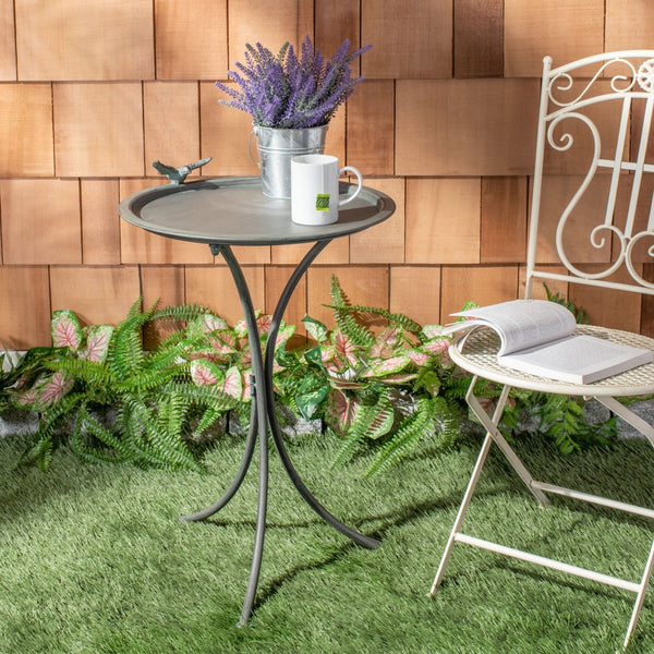 Safavieh KENSI Elegant Bird Bath with Curved Iron Design - Timeless Garden Accent for Outdoor Spaces Antique Grey / - PAT5025B