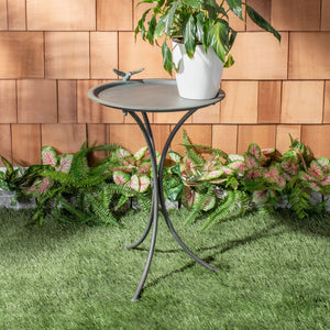 Safavieh KENSI Elegant Bird Bath with Curved Iron Design - Timeless Garden Accent for Outdoor Spaces Antique Grey / - PAT5025B