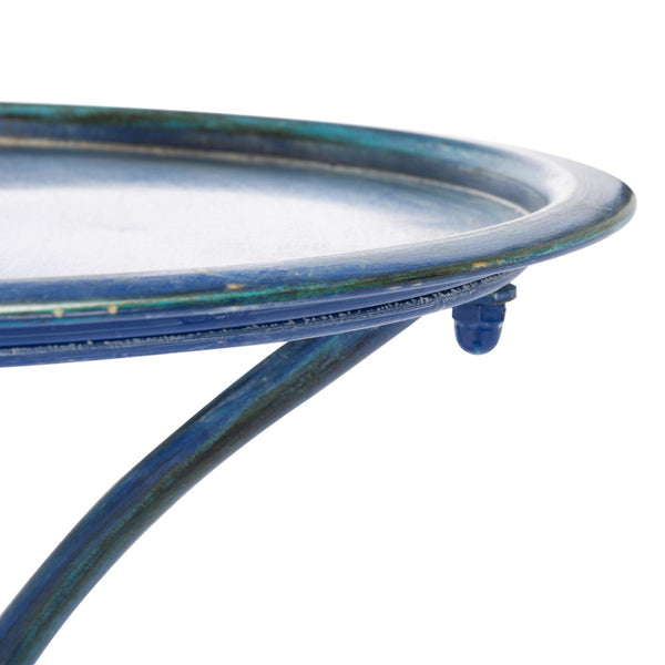 Safavieh KENSI Elegant Bird Bath with Curved Iron Design - Timeless Garden Accent for Outdoor Spaces Mossy Blue / - PAT5025C
