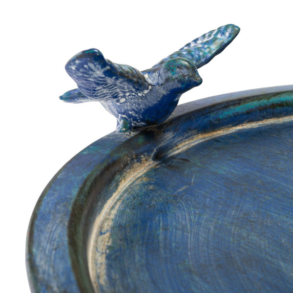 Safavieh KENSI Elegant Bird Bath with Curved Iron Design - Timeless Garden Accent for Outdoor Spaces Mossy Blue / - PAT5025C