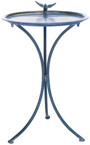 Safavieh KENSI Elegant Bird Bath with Curved Iron Design - Timeless Garden Accent for Outdoor Spaces Mossy Blue / - PAT5025C
