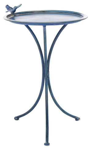 Safavieh KENSI Elegant Bird Bath with Curved Iron Design - Timeless Garden Accent for Outdoor Spaces Mossy Blue / - PAT5025C