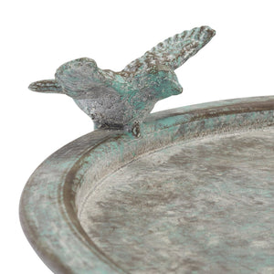 Safavieh KENSI Elegant Bird Bath with Curved Iron Design - Timeless Garden Accent for Outdoor Spaces Antique Dark Green / - PAT5025D