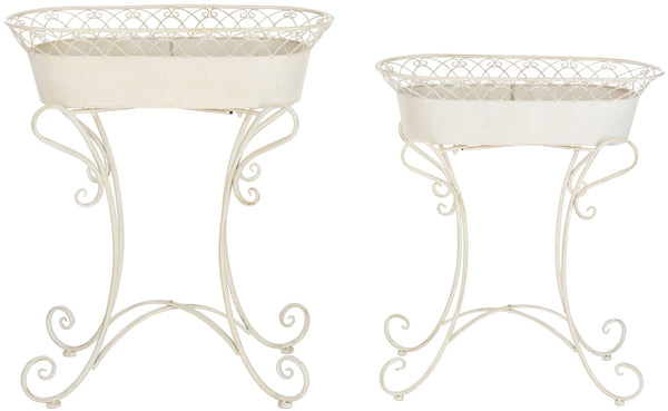 Safavieh HENDRICK Planters - Timeless French Provencal Design for Elegant Outdoor Spaces and Gardens Pearl White / - PAT5026A