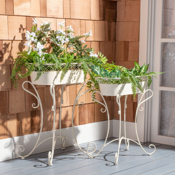 Safavieh HENDRICK Planters - Timeless French Provencal Design for Elegant Outdoor Spaces and Gardens Pearl White / - PAT5026A