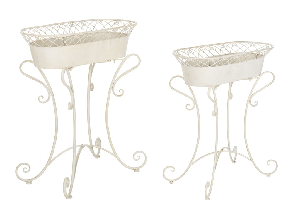 Safavieh HENDRICK Planters - Timeless French Provencal Design for Elegant Outdoor Spaces and Gardens Pearl White / - PAT5026A