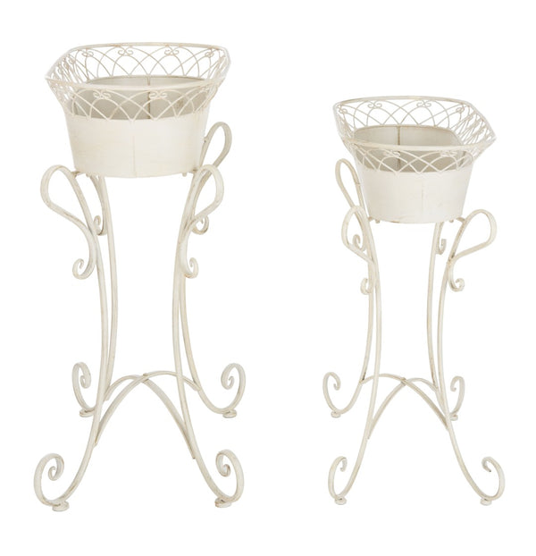 Safavieh HENDRICK Planters - Timeless French Provencal Design for Elegant Outdoor Spaces and Gardens Pearl White / - PAT5026A