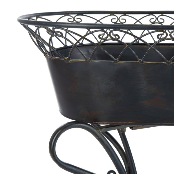 Safavieh HENDRICK Planters - Timeless French Provencal Design for Elegant Outdoor Spaces and Gardens Black Rust / - PAT5026B