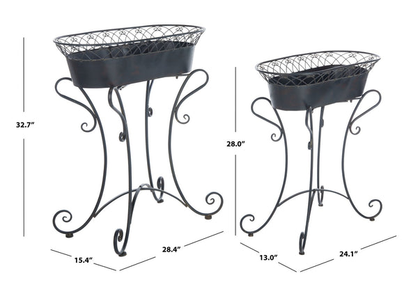 Safavieh HENDRICK Planters - Timeless French Provencal Design for Elegant Outdoor Spaces and Gardens Black Rust / - PAT5026B