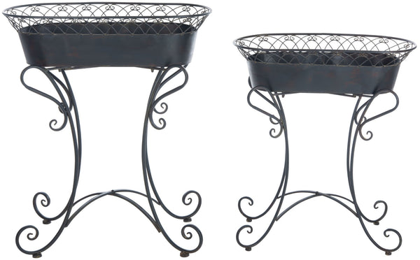 Safavieh HENDRICK Planters - Timeless French Provencal Design for Elegant Outdoor Spaces and Gardens Black Rust / - PAT5026B