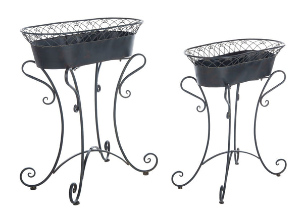 Safavieh HENDRICK Planters - Timeless French Provencal Design for Elegant Outdoor Spaces and Gardens Black Rust / - PAT5026B