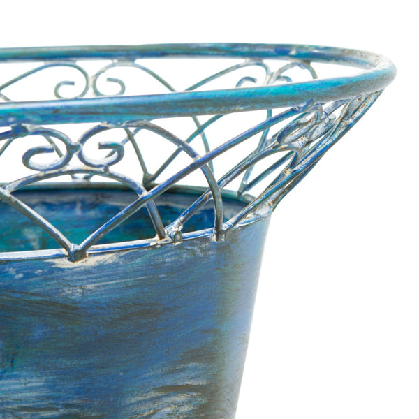 Safavieh HENDRICK Planters - Timeless French Provencal Design for Elegant Outdoor Spaces and Gardens Mossy Blue / - PAT5026C
