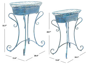 Safavieh HENDRICK Planters - Timeless French Provencal Design for Elegant Outdoor Spaces and Gardens Mossy Blue / - PAT5026C