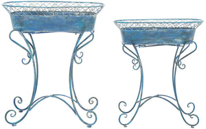 Safavieh HENDRICK Planters - Timeless French Provencal Design for Elegant Outdoor Spaces and Gardens Mossy Blue / - PAT5026C