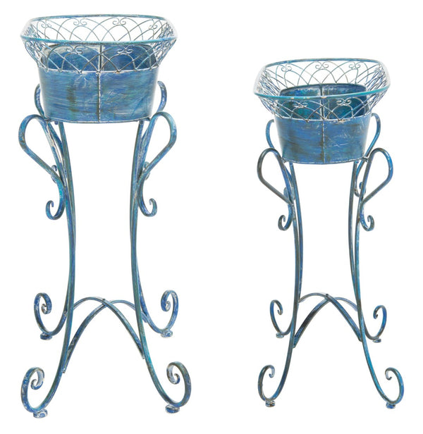 Safavieh HENDRICK Planters - Timeless French Provencal Design for Elegant Outdoor Spaces and Gardens Mossy Blue / - PAT5026C
