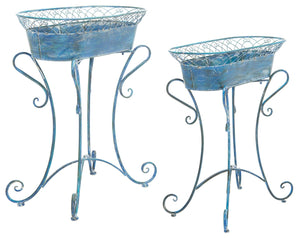 Safavieh HENDRICK Planters - Timeless French Provencal Design for Elegant Outdoor Spaces and Gardens Mossy Blue / - PAT5026C