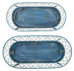 Safavieh HENDRICK Planters - Timeless French Provencal Design for Elegant Outdoor Spaces and Gardens Mossy Blue / - PAT5026C