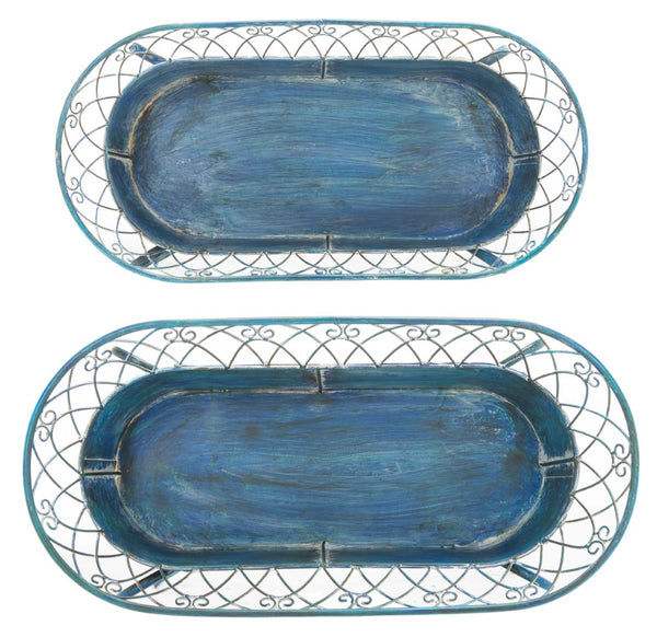 Safavieh HENDRICK Planters - Timeless French Provencal Design for Elegant Outdoor Spaces and Gardens Mossy Blue / - PAT5026C