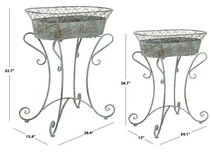 Safavieh Hendrick Planters - Rustic French Provencal Design In Antique Dark Green For Your Floral Haven Antique Dark Green , 100% Iron Pat5026d