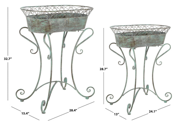 Safavieh Hendrick Planters - Rustic French Provencal Design In Antique Dark Green For Your Floral Haven Antique Dark Green , 100% Iron Pat5026d