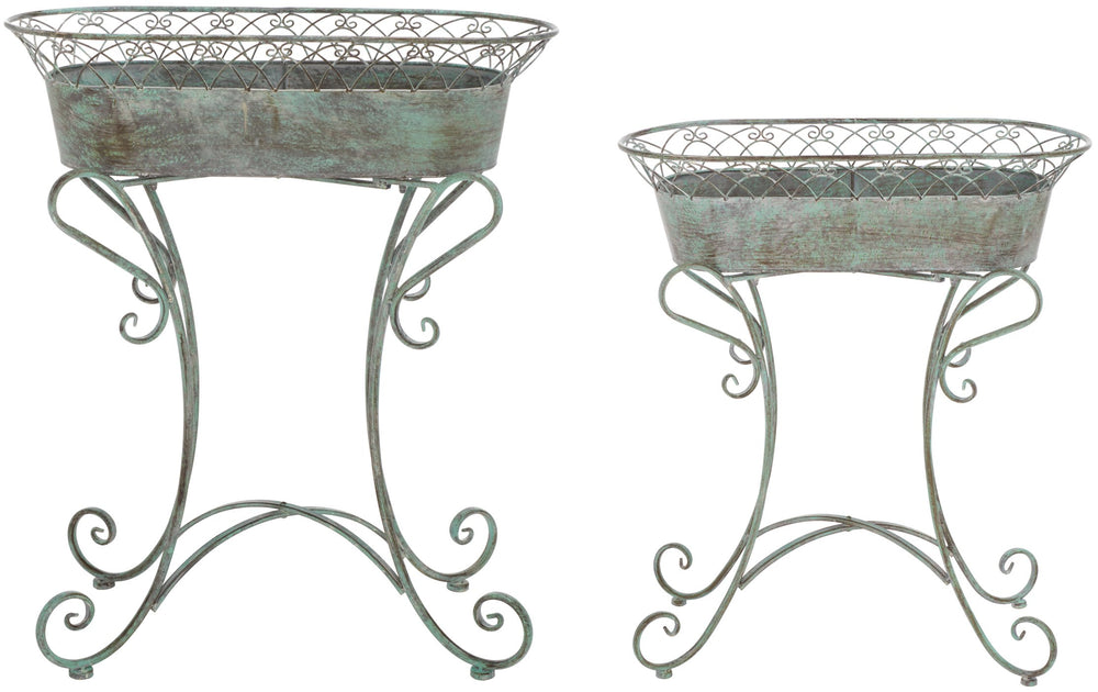 Safavieh Hendrick Planters - Rustic French Provencal Design In Antique Dark Green For Your Floral Haven Antique Dark Green , 100% Iron Pat5026d