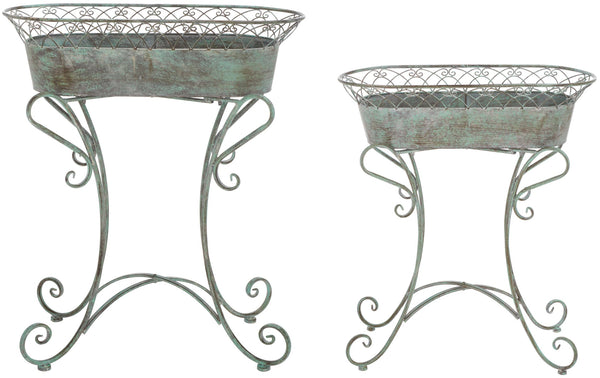 Safavieh Hendrick Planters - Rustic French Provencal Design In Antique Dark Green For Your Floral Haven Antique Dark Green , 100% Iron Pat5026d