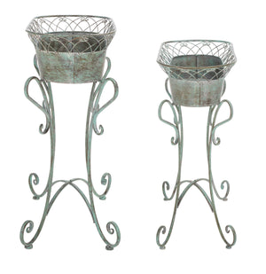 Safavieh Hendrick Planters - Rustic French Provencal Design In Antique Dark Green For Your Floral Haven Antique Dark Green , 100% Iron Pat5026d